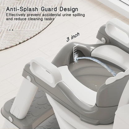 Potty Training Seat, Toddler Toilet Seat for Kids Boys Girls, 2 in 1 Potty Training Toilet for Kids, Splash Guard Anti-Slip Pad Step Stool, Adjust High Potty Chair for Toddler Kid Boys Girls
