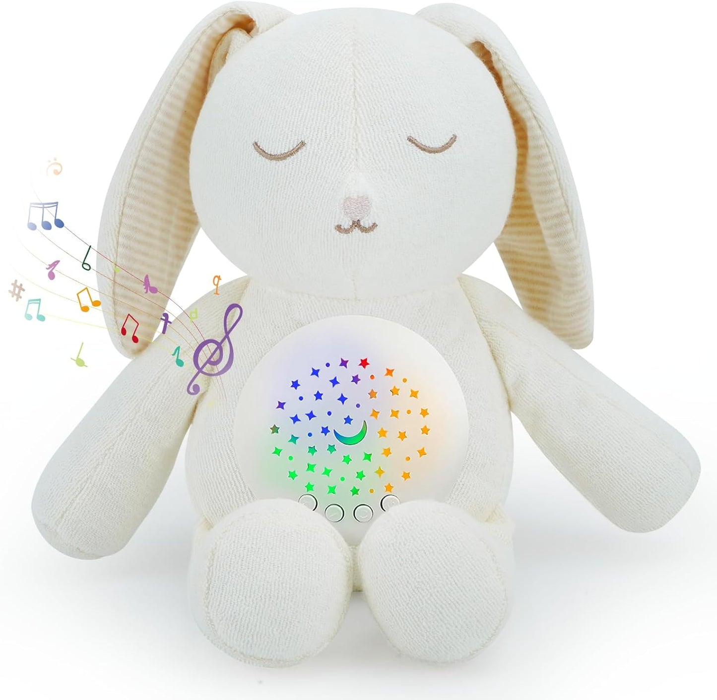 Baby Sleep Soother Bedtime Bear with Night Light Star Projector, Soft Cotton Stuffed Animal Toys for Boys Girls, Lullaby Music, White Noise for Newborn Shower Gifts