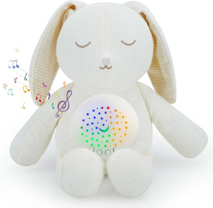 Baby Sleep Soother Bedtime Bear with Night Light Star Projector, Soft Cotton Stuffed Animal Toys for Boys Girls, Lullaby Music, White Noise for Newborn Shower Gifts