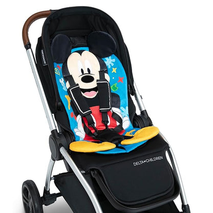 Mickey Mouse Stroller Seat Pad by Delta Children - Universal Stroller Seat Cushion/Liner for Infants and Toddlers - Machine Washable, Blue