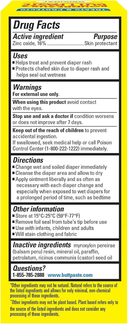 Boudreaux’s Butt Paste Diaper Rash Ointment, Baby Rash Cream Skin Protectant, Fast Relief for Diaper Rash, Soothing Barrier Cream, Original, 2 Ounce Tube (Pack of 6)