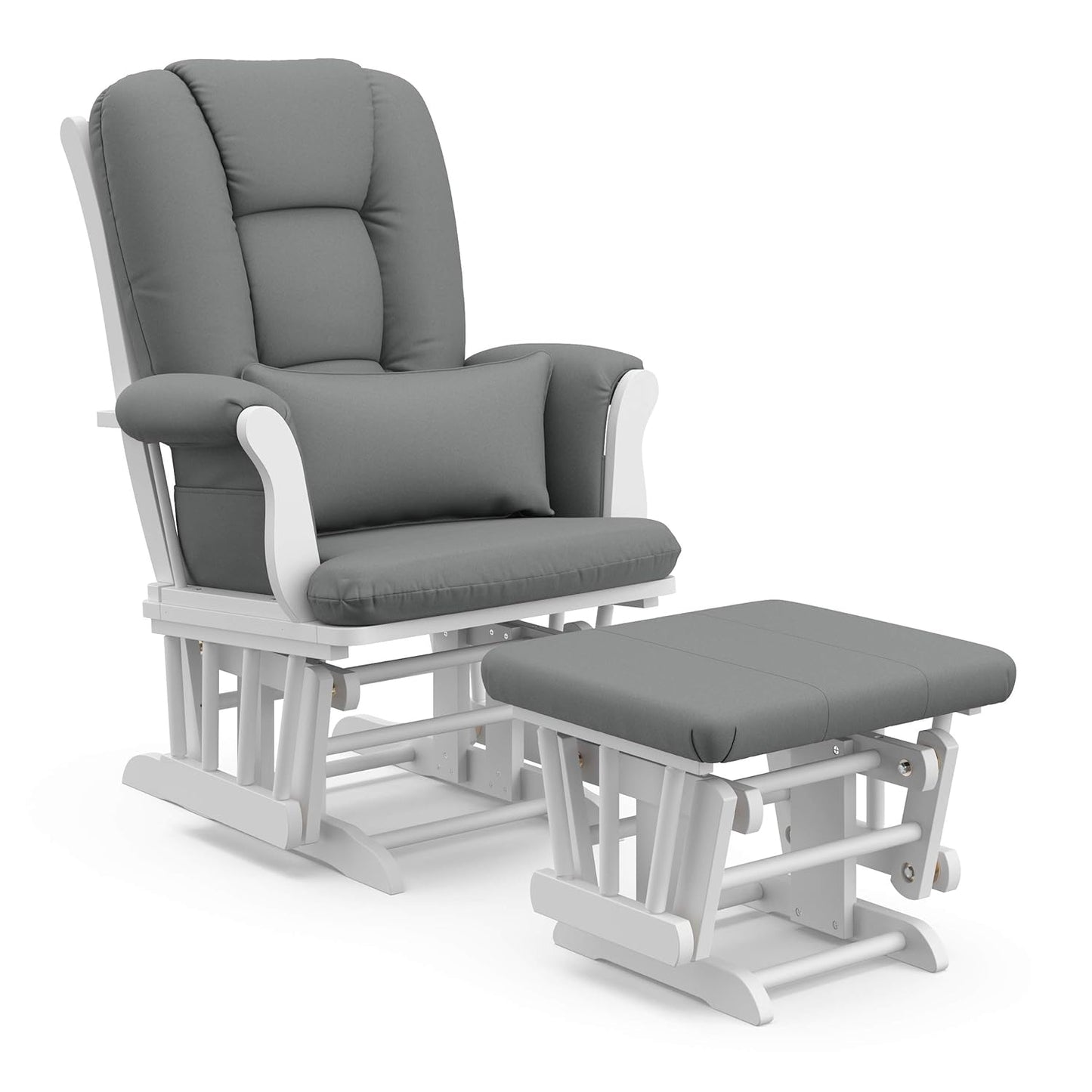 Storkcraft Tuscany Glider with Ottoman (Black/Gray) — GREENGUARD Gold Certified, Bonus Lumbar Cushion Included, Solid Wood Base, Smooth Motion, Award-Winning Nursery Rocking Chair, Glider and Ottoman