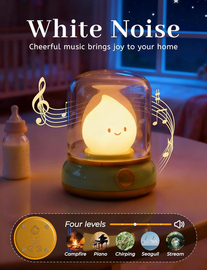 3pcs Cozy Campfire Nightlight Kits, Soothing Nature Sounds, White Noise Night Light for Baby Adult, Rechargeable, Cute Flame Lamp, Best Gift for Kids Bedrooms Camping Trips