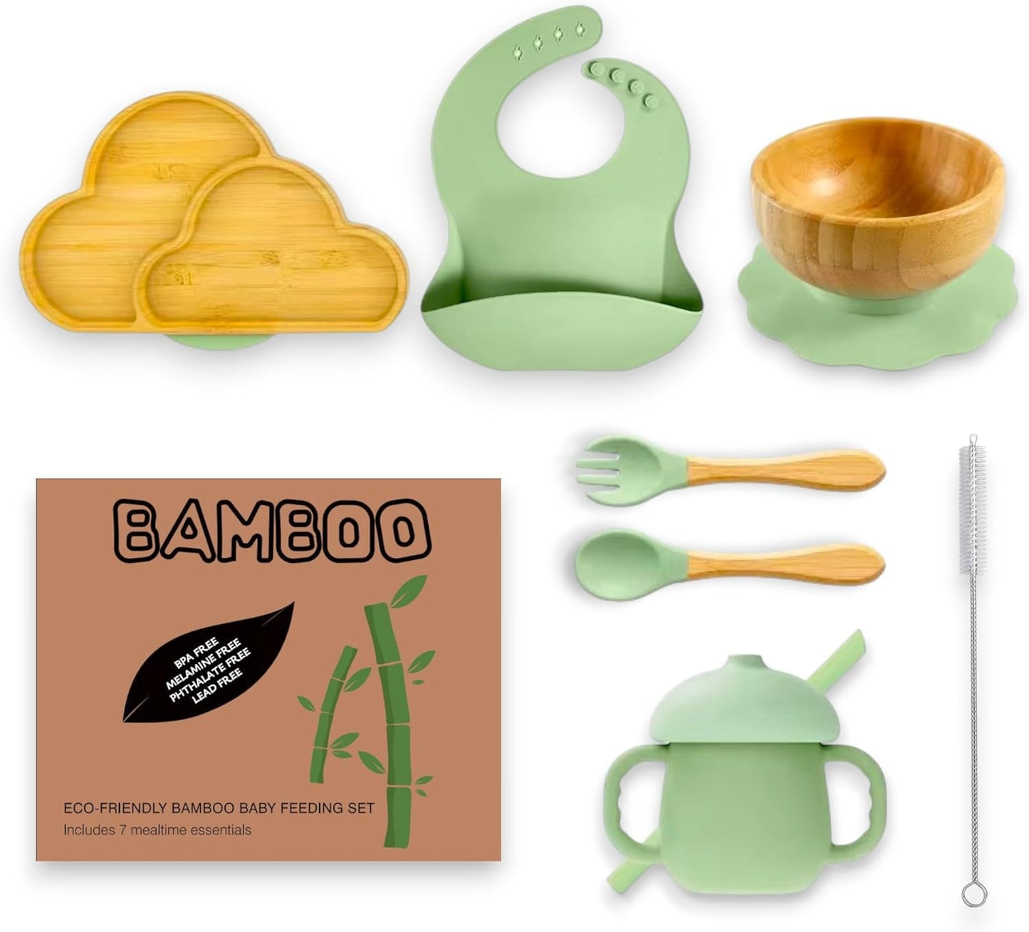 Bamboo Suction Plate and Bowl Set for Babies 7 Feeding Essentials Baby Led Weaning Supplies BPA Free Eco-Friendly (Purple)