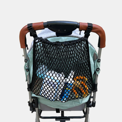 2-in-1 Universal Stroller Organizer & Golf Cart Mesh Bag, Stretchy 300D Polyester Hanging Storage Bag with Adjustable Velcro, for Baby Diaper Toys Snacks Golf Accessories