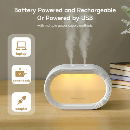 Small Dual Cool Mist Humidifier for Bedroom, 500ml Mini Plant Humidifier Indoor, Rechargeable Battery Powered Portable Desk Baby Humidifier for Kids Room Home Baby Nursery, Office, White