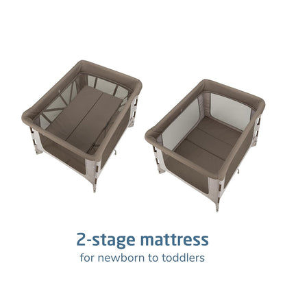 Maxi-Cosi Swift Baby Playard with Mat, Baby Playpen, Play Yard with Bassinet, Portable Playpen for Babies and Toddlers, Classic Oat