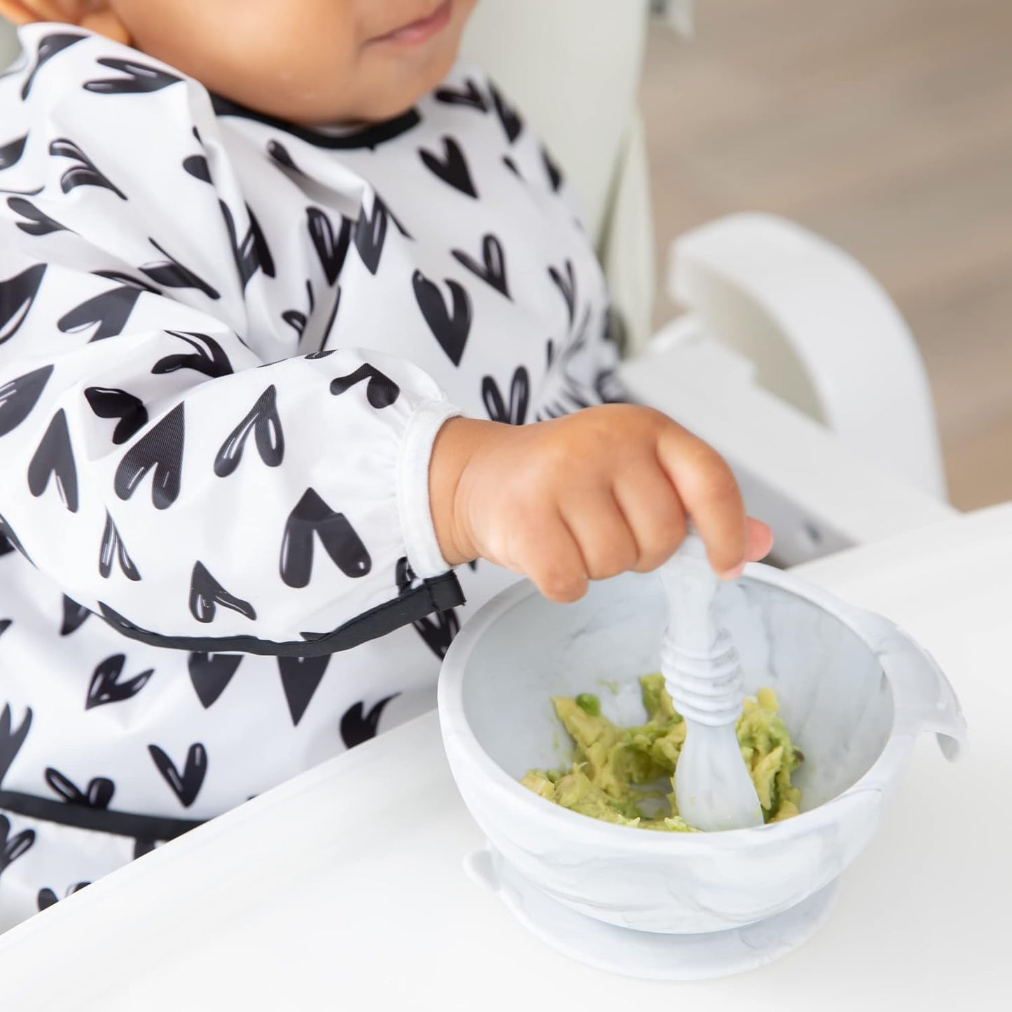 Bumkins Baby Bowl, Silicone Feeding Set with Suction for Baby and Toddler, Includes Spoon and Lid, First Feeding Set, Training Essentials for Baby Led Weaning for Babies 4 Months Up, Sage