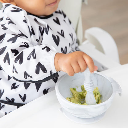 Bumkins Baby Bowl, Silicone Feeding Set with Suction for Baby and Toddler, Includes Spoon and Lid, First Feeding Set, Training Essentials for Baby Led Weaning for Babies 4 Months Up, Sage