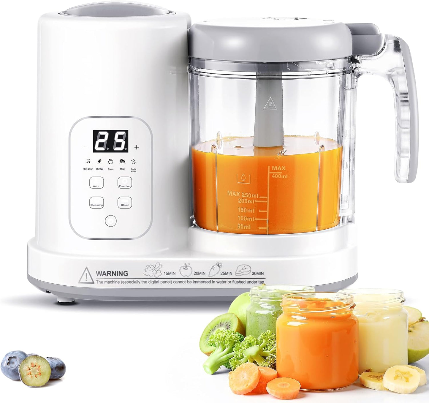Baby Food Maker Pro Steamer Blender: 4 in 1 Auto Steam Blend and Puree Maker with Self-Clean for Healthy Baby and Toddler Meal Prep - BPA-Free White+Green