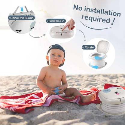 Travel Potty for Toddler Portable Foldable Potty Training Toilet for Boys Girls Baby Kids Children Indoor Outdoor,Pink