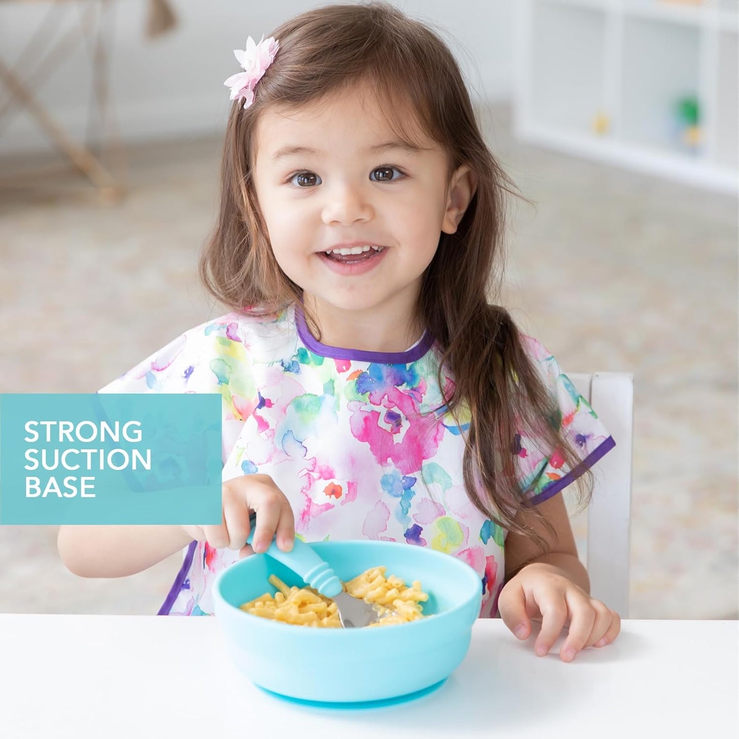 Bumkins Baby Bowl, Silicone Suction, for Babies, Toddlers and Kids, Baby Led Weaning, Feeding Essentials, Platinum Silicone, Non Skid Sticky Bottom, Supplies for Children Ages 6 Months Up, Gray