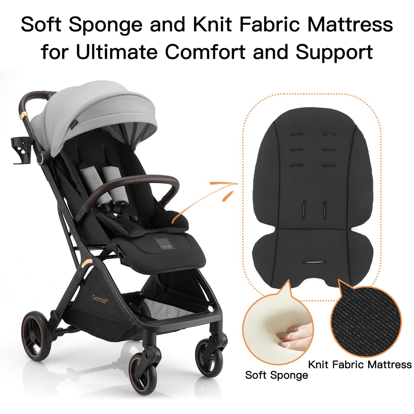 Gromast Gravity Folding Baby Stroller - Portable Travel Toddler Stroller w/Adjustable Backrest, Canopy & Cup Holder, Lightweight and UV Protected, One-Hand Automatic Folding - Green