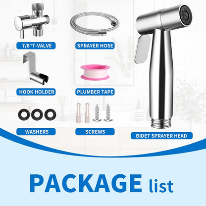 Neween Handheld Toilet Bidet Sprayer for Toilet-Adjustable Water Pressure Control with Bidet Hose for Feminine Wash, Stainless Steel Bidet Faucet Sprayer Kit Cloth Diaper for Baby Wash (Black)
