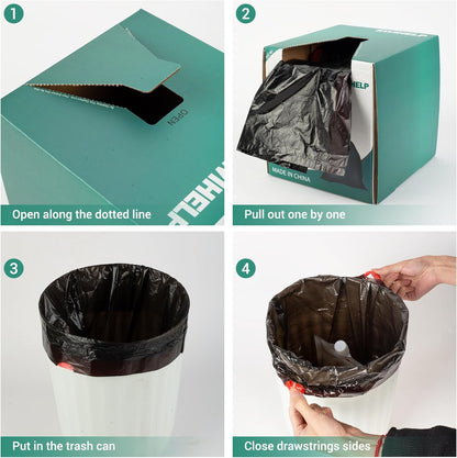 Handle Trash Bags 4 Gallon 100 Counts Small Garbage Bags for Office,Kitchen,Bedroom Waste Bin, Rubbish,Trash Can Liner