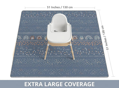 Splat Mat for Under High Chair/Arts/Crafts, Waterproof and Anti-Slip Splash Mat Floor Protector, Washable Highchair Floor Mat, 51 Inch Reusable Messy Mat and Baby Feeding Table Cloth
