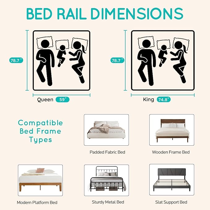 Updated King Size Bed Rail for Toddlers: 3-Side Protection Bedrail with Headbroad for King Bed - Extral Tall Adjustable Child Safety Side Railing Guards for Infants Kids Child(78.7x78.7X 74.8”)