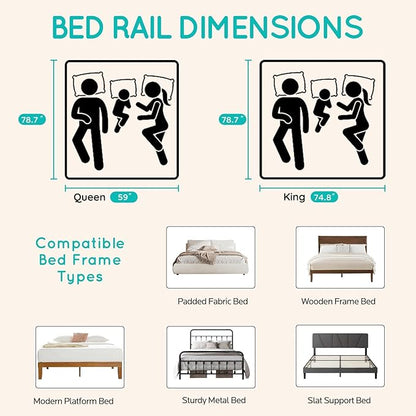 Updated King Size Bed Rail for Toddlers: 3-Side Protection Bedrail with Headbroad for King Bed - Extral Tall Adjustable Child Safety Side Railing Guards for Infants Kids Child(78.7x78.7X 74.8”)
