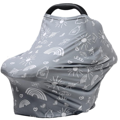 Car Seat Covers for Babies - Multi-use Carseat Canopy Cover Breastfeeding Covers, Stroller Canopy Cover (Navy Dinosaur)