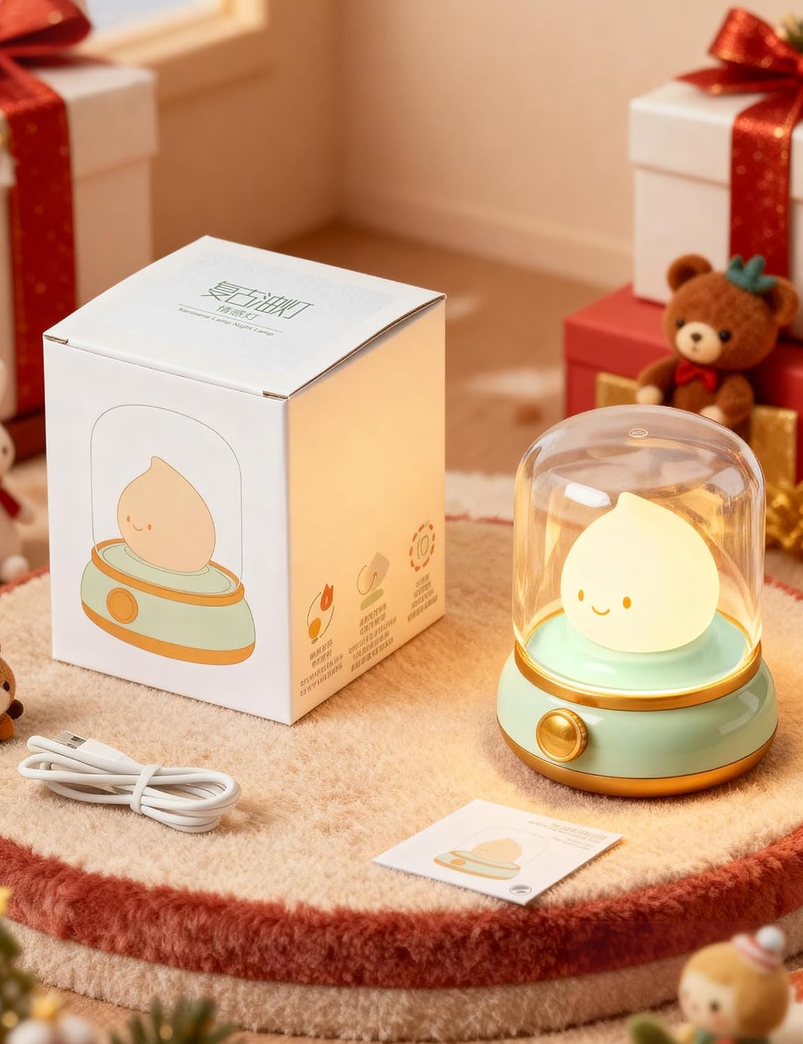 3pcs Cozy Campfire Nightlight Kits, Soothing Nature Sounds, White Noise Night Light for Baby Adult, Rechargeable, Cute Flame Lamp, Best Gift for Kids Bedrooms Camping Trips