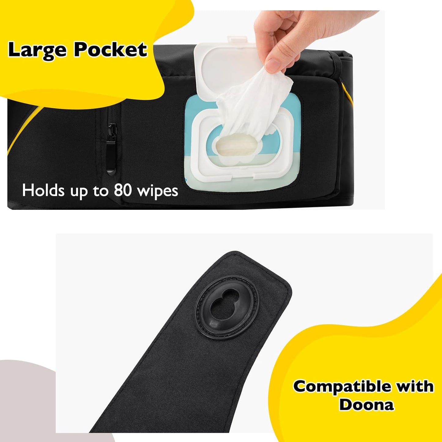 Storage Bag for Doona Infant Car Seat Stroller, Large Capacity Diaper Bag, Wearable Backpack, Stroller Organizer, Easy Access Zipper, Water-Repellent Lightweight Baby Travel Essentials Organizer