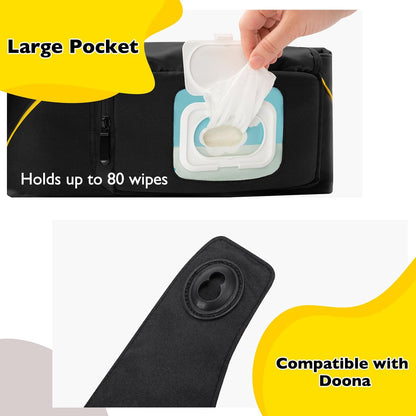 Storage Bag for Doona Infant Car Seat Stroller, Large Capacity Diaper Bag, Wearable Backpack, Stroller Organizer, Easy Access Zipper, Water-Repellent Lightweight Baby Travel Essentials Organizer