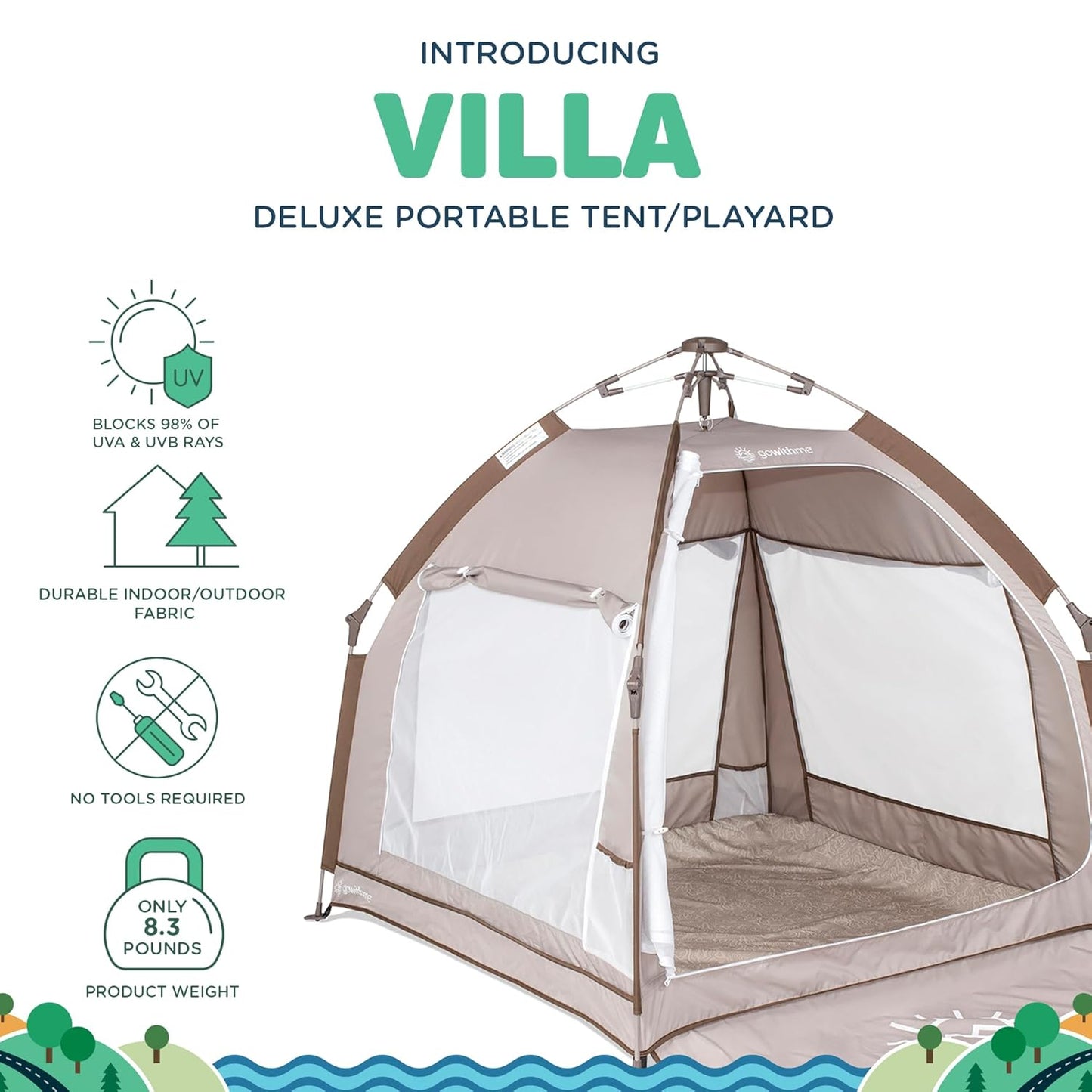 Baby Delight Go with Me Villa Portable Tent and Playard | Kids Tent and Playhouse | Indoor and Outdoor | Green Garden