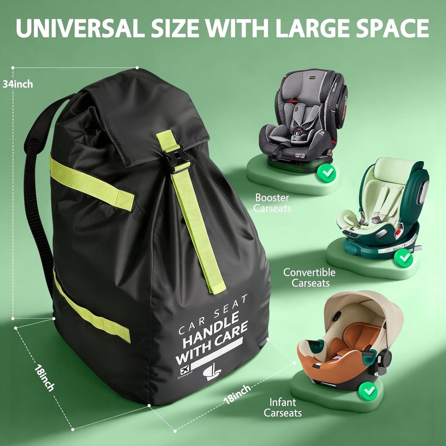 Guiseapue Car Seat Travel Bag for Airplane: Car Seat Bags for Air Travel Fit All Car Seats, Infant Carriers & Booster Seats, Carseat Cover Fit Doona Graco Evenflo, First Mothers Day Gifts for New Mom
