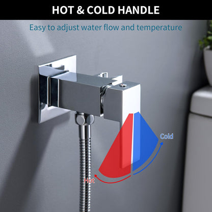 SHAMANDA Handheld Bidet Sprayer for Toilet, Stainless Steel Baby Cloth Diaper Sprayer Kit, Bathroom Toilet Bidet Attachment Set for Bathing Pets Feminine Hygiene, Matte Black BDS01-7