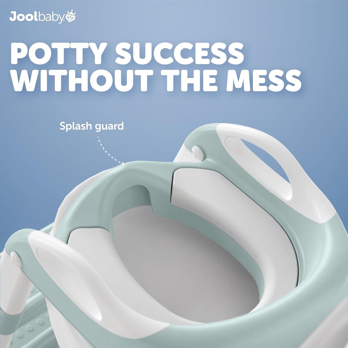 Jool Baby Potty Training Seat with 2 Step Ladder for Toddlers - Splash Guard, Adjustable Height (Gray)