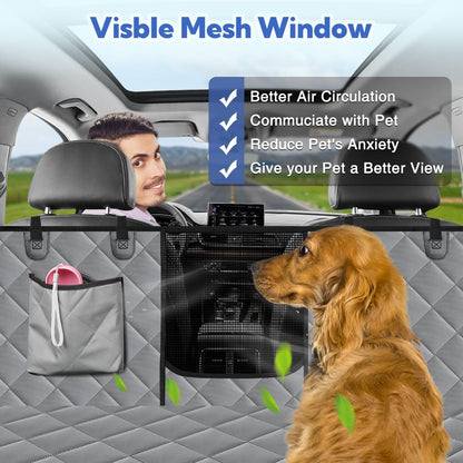 Kytely Dog Car Seat Cover for Back Seat,600D Heavy Duty Dog Hammock for Car with Side Flap,100% Waterproof Pet Backseat Cover, Anti-Scratch Nonslip Pet Seat Protector for Cars Trucks and SUV
