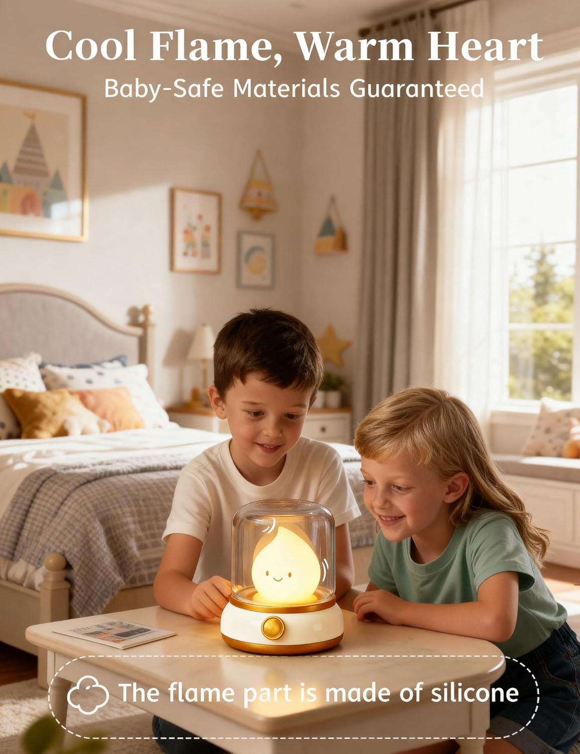 3pcs Cozy Campfire Nightlight Kits, Soothing Nature Sounds, White Noise Night Light for Baby Adult, Rechargeable, Cute Flame Lamp, Best Gift for Kids Bedrooms Camping Trips