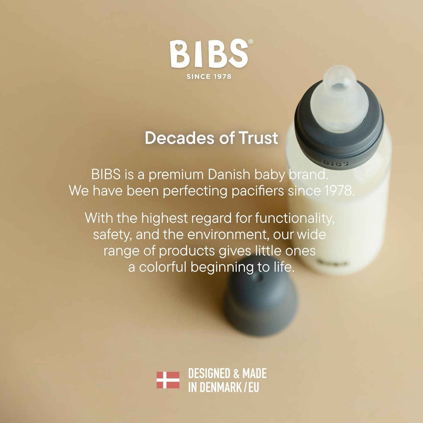 BIBS Baby Bottle 5 oz / 150 ml Silicone Nipple 2 Pack - Anti-Colic, BPA-Free, Round Nipple, Slow Flow, Lightweight & Easy to Clean, Suitable for Newborns 0+ Years - Ivory