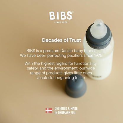 BIBS Baby Bottle 5 oz / 150 ml Silicone Nipple 2 Pack - Anti-Colic, BPA-Free, Round Nipple, Slow Flow, Lightweight & Easy to Clean, Suitable for Newborns 0+ Years - Ivory