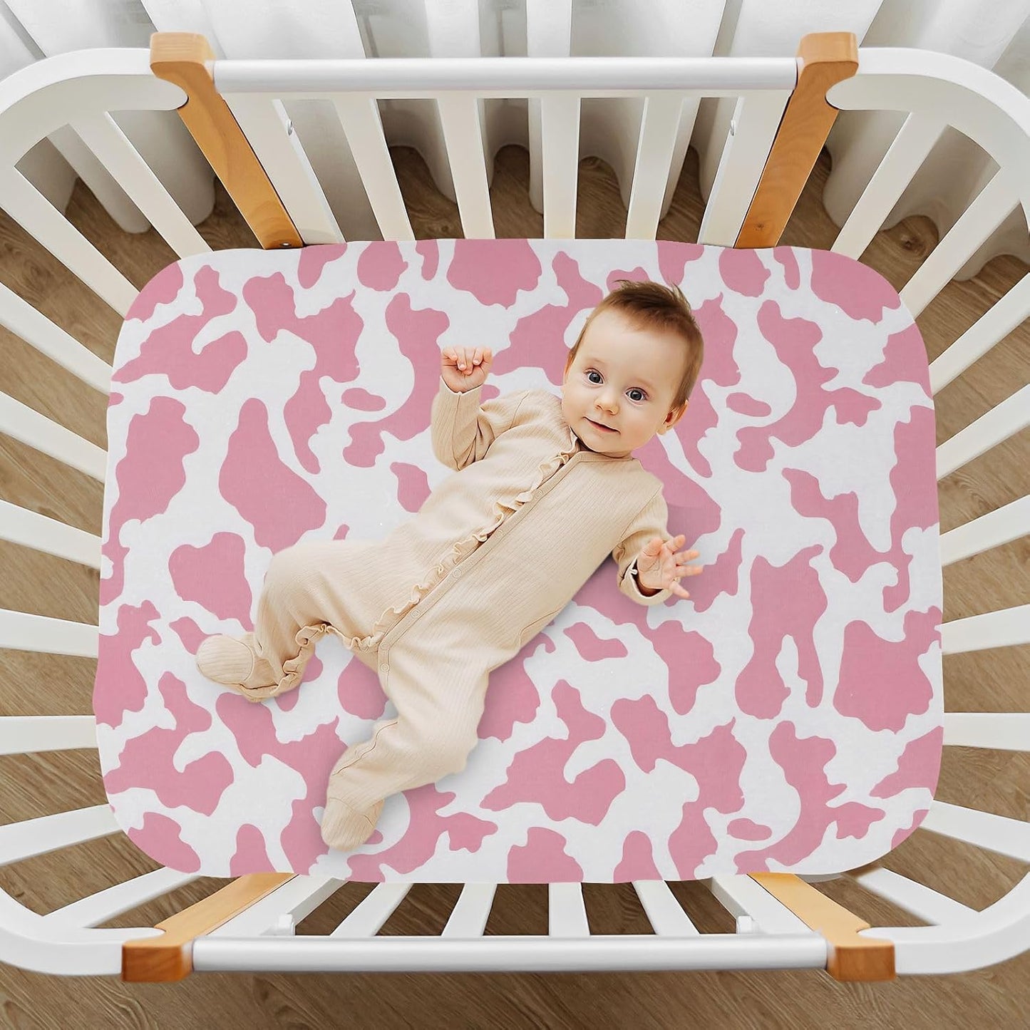 Pfrewn Crib Sheets for Boys Girls Dragon Baby Animals Retro Fitted Crib Sheet for Mini Crib Mattress Stretch Soft Toddler Baby Playard Sheet,39x27IN