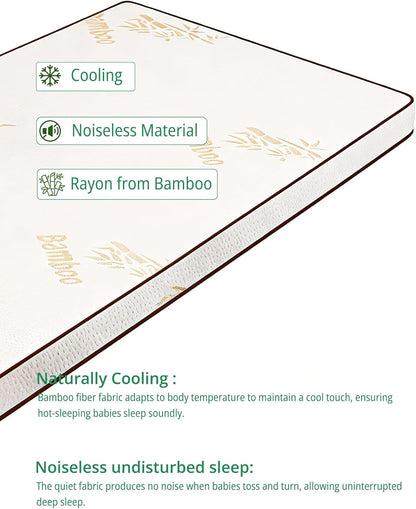 Pack and Play Mattress 38"x26" Playard Baby Pad for Pack n Play, No Gap Safer 3D Piped Edge, 1.5" Thick Medium Firm, Breathable Waterproof Washable Cover, White