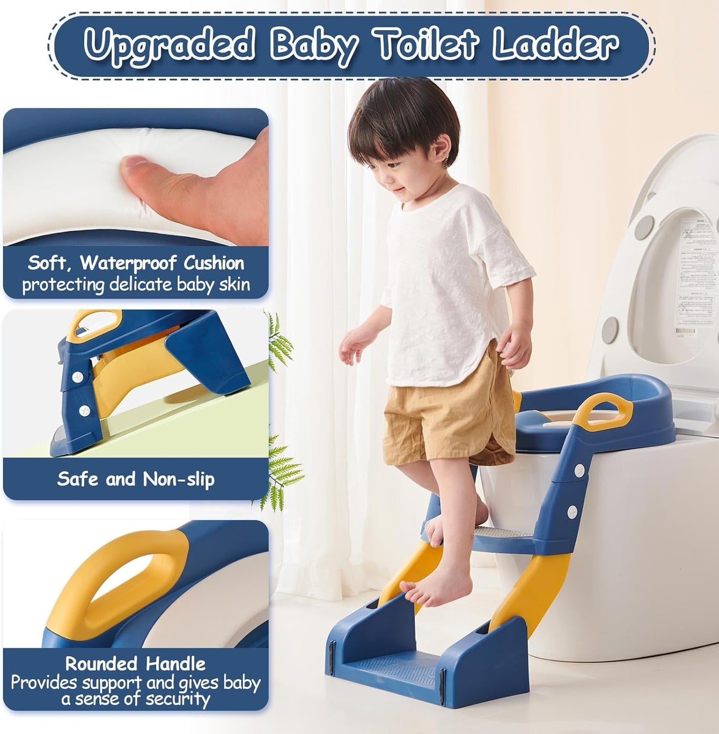 3 in 1 Toddler Potty Training Seat Chair with Ladder and Basin for Boys and Girls, Adjustable Kids Potty Training Seat for Toilet with Anti-Slip Wide Steps and Safety Handles (Green)