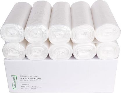 TYPLASTICS 20-30 Gallon Clear Trash Can Liners - 30" x 37" - High Density Garbage Bags - Case of 500 - Multipurpose for Office, Outdoor, Recycling, Industrial and Commercial