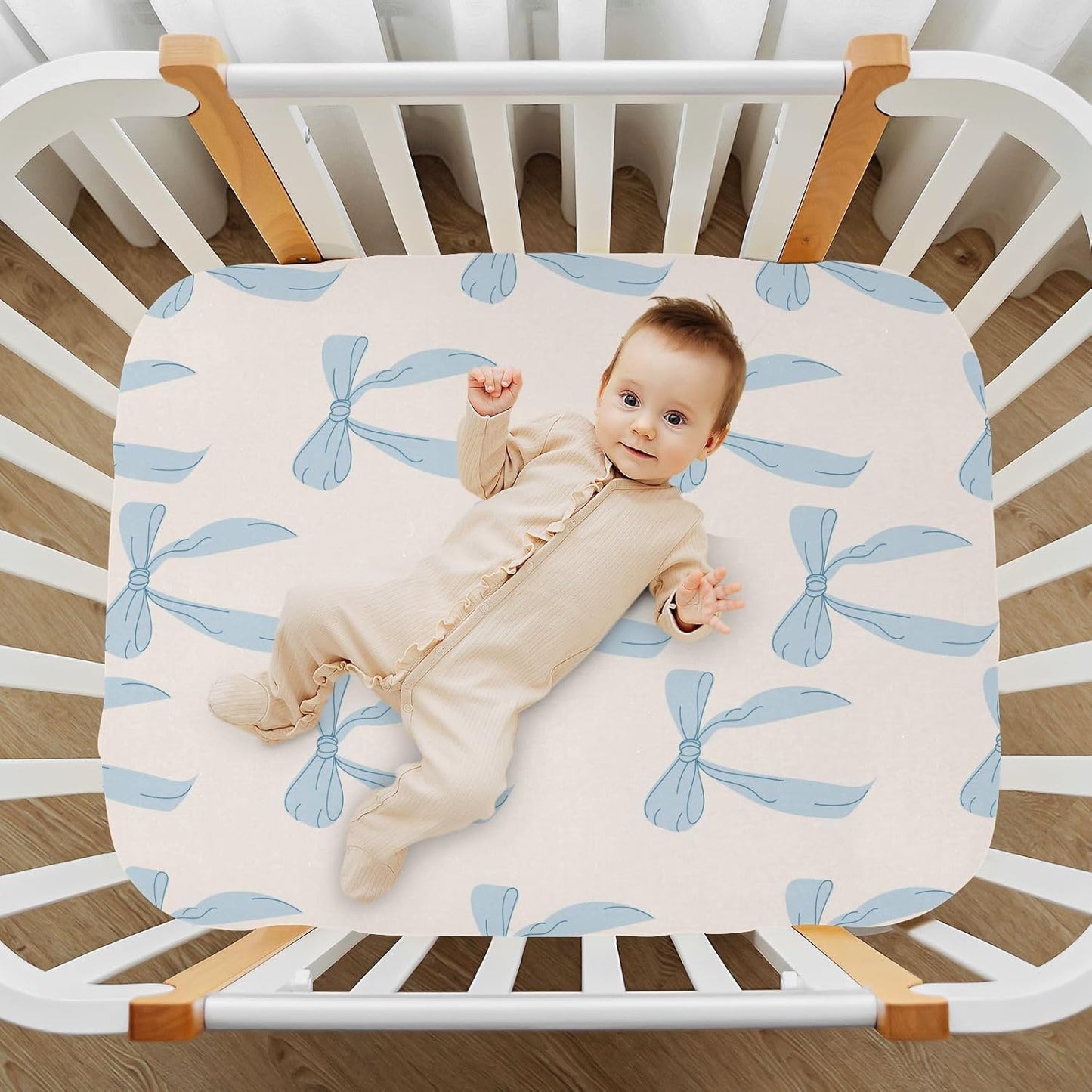 Fitted Crib Sheets Cactus and Floral Stretchy Portable Playard Sheets for Baby Toddler, Breathable Soft Mini Crib Mattress 52 x 28 in for Boys and Girls