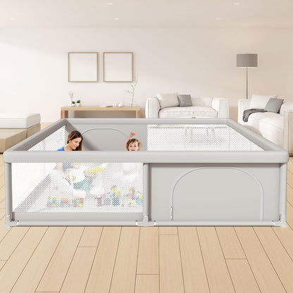 Hiaksedt Baby Playpen 50x50 Inch, Play Pens for Babies and Toddlers Baby Fence Play Yards for Indoor & Outdoor with Breathable Mesh Anti-Fall Playpen