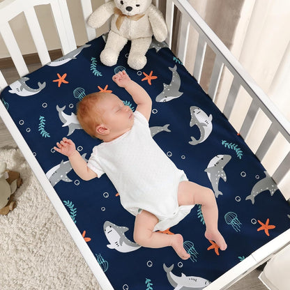 PHF 3 Pack Soft Mini Crib Sheets, Floral & Animal Pack N Play Sheets for Baby Boys Girls, No Slip Universal Fit for Pack N Play, Playard, Portable and Mini Crib Mattresses,Floral & Animal