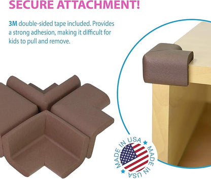KidKusion Corner Cushion | Made in USA | Brown | 8 Pack | Furniture and Corner Protector