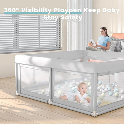 Hiaksedt Baby Playpen with Mat Small Playpen for Babies and Toddlers 50 x 50 inch Baby Fence Playards