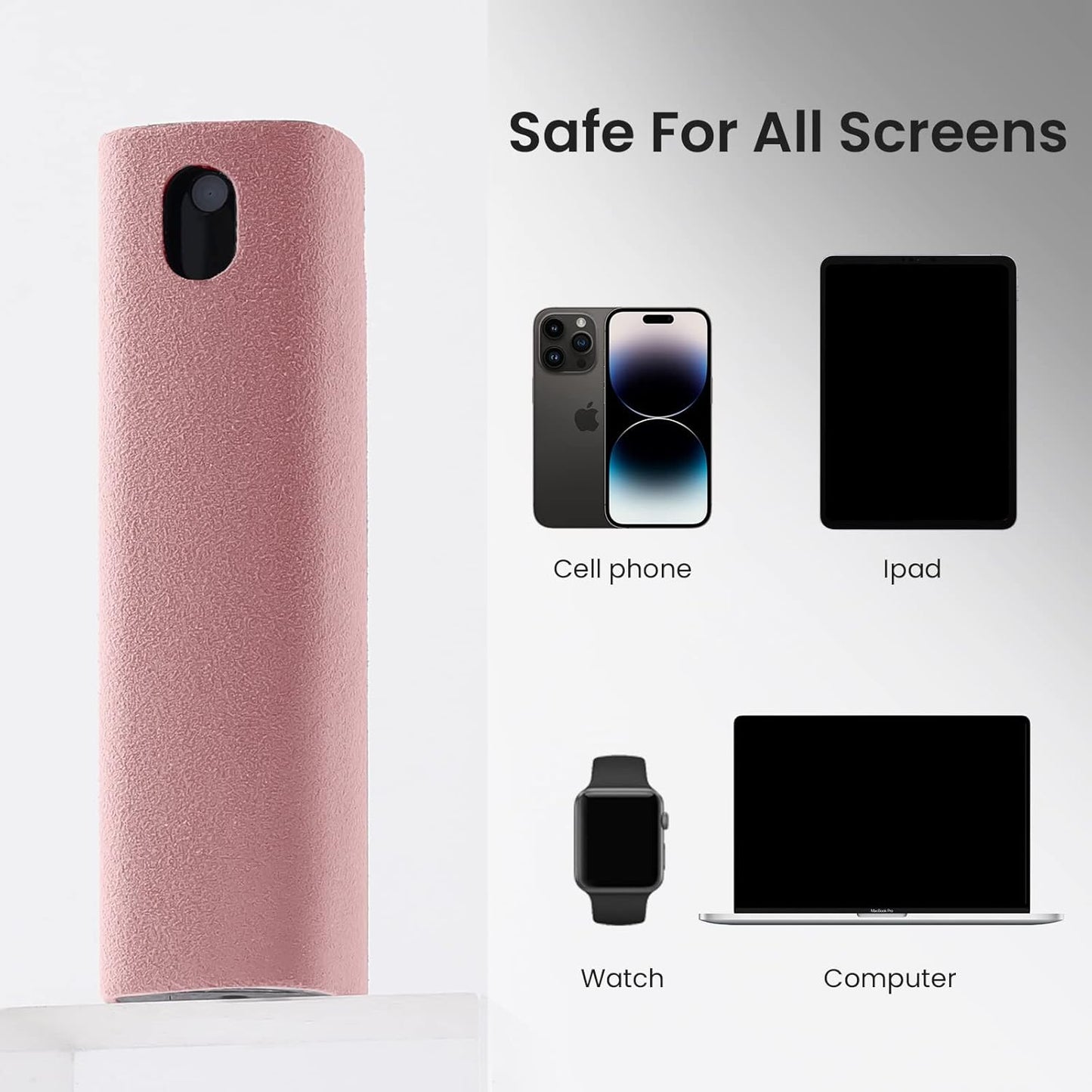 YTT Touchscreen Mist Cleaner, Screen Cleaner, for All Phones, Laptop and Tablet Screens,Two in One Spray and Microfiber Cloth Pink and Light Gray 2Pack