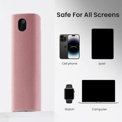 YTT Touchscreen Mist Cleaner, Screen Cleaner, for All Phones, Laptop and Tablet Screens,Two in One Spray and Microfiber Cloth Pink and Light Gray 2Pack