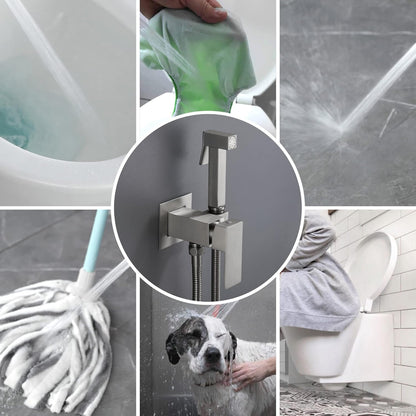SHAMANDA Handheld Bidet Sprayer for Toilet, Stainless Steel Baby Cloth Diaper Sprayer Kit, Bathroom Toilet Bidet Attachment Set for Bathing Pets Feminine Hygiene, Matte Black BDS01-7