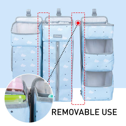 Orzbow 3-in-1 Hanging Diaper Caddy Organizer for Changing Table, Nursery Organization and Diaper Stacker for Crib Wall, Removable Diaper Organizer for Baby Girl Essentials, Pink