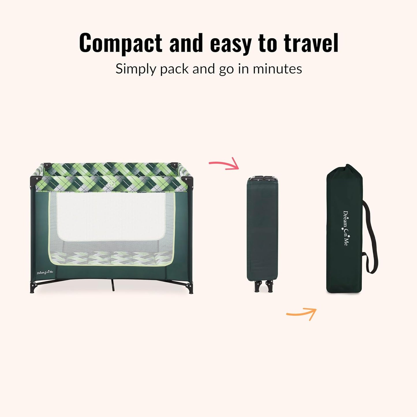 Dream On Me Zoom Portable Playard in Black, Lightweight, Packable and Easy Setup Baby Playard, Breathable Mesh Sides and Soft Fabric - Comes with a Removable Padded Mat
