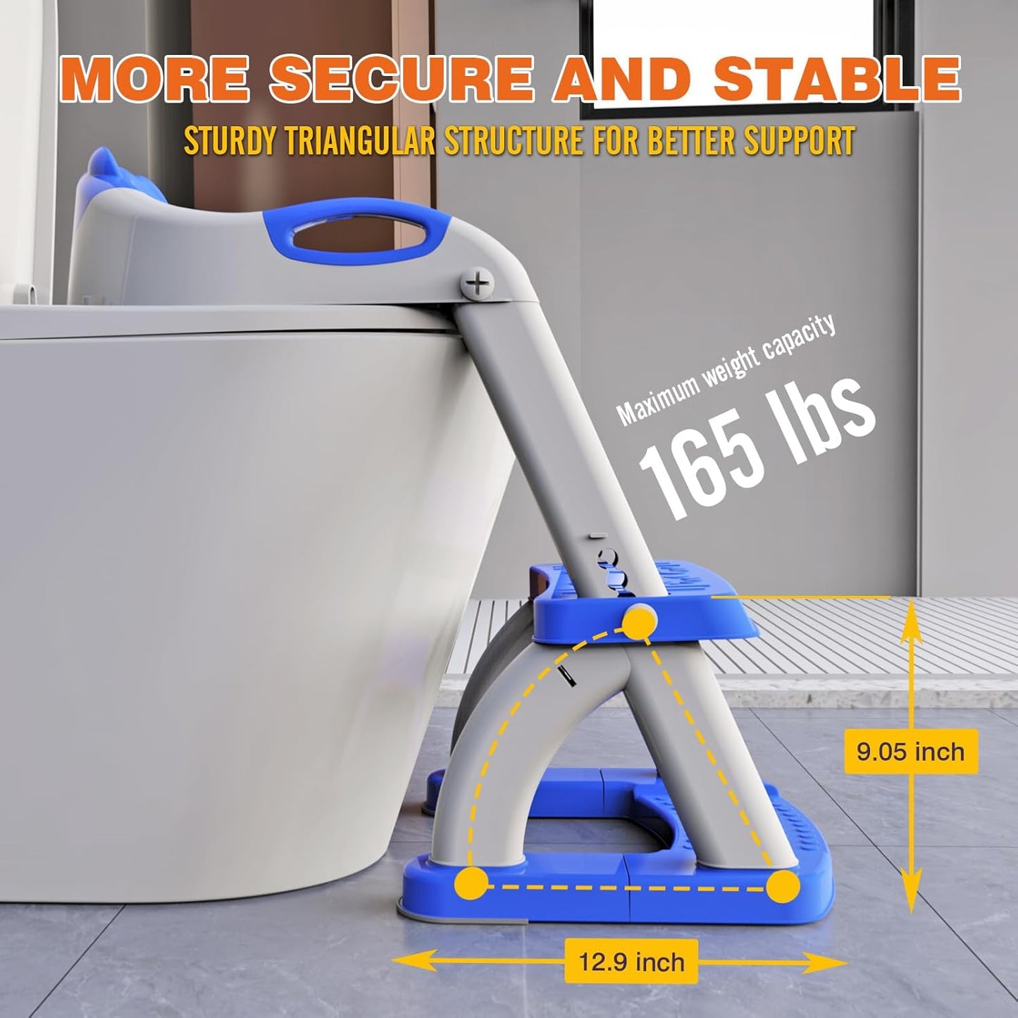 Potty Training Seat, SKYROKU Upgrade Toddler Toilet Seat for Kids Boys Girls, 2 in 1 Potty Training Toilet, Splash Guard Anti-Slip Pad Step Stool,New Sector-Shape Stabilized Base (8899+Grey)