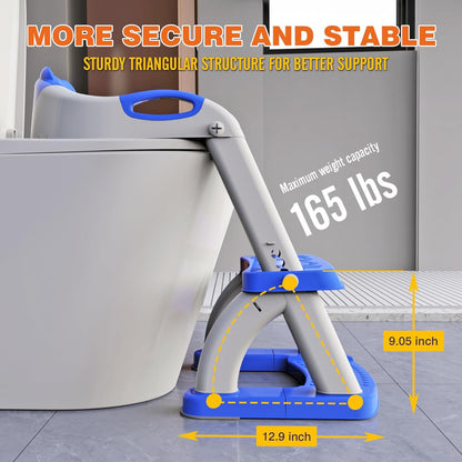 Potty Training Seat, SKYROKU Upgrade Toddler Toilet Seat for Kids Boys Girls, 2 in 1 Potty Training Toilet, Splash Guard Anti-Slip Pad Step Stool,New Sector-Shape Stabilized Base (8899+Grey)